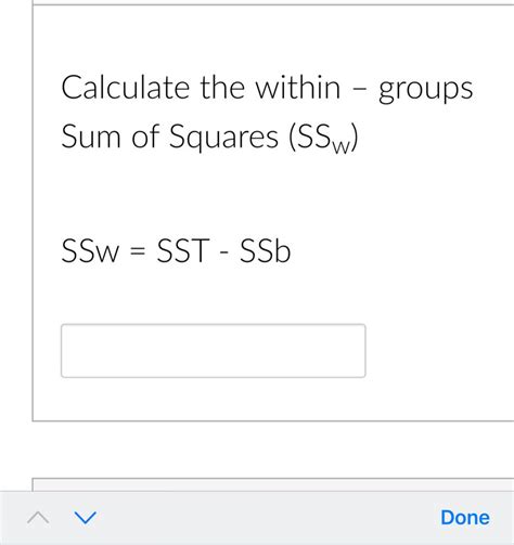 calculate ssw|sum of squares within calculator.